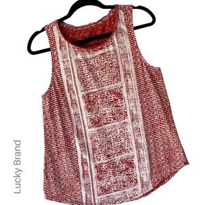 LUCKY BRAND | NWOT SLEEVELESS BOHO BLOCK PRINT TOP COTTON BLEND  | MEDIUM